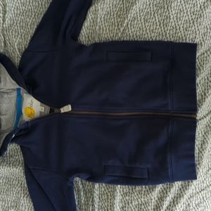 Mini Boden navy rocket ship zip hoodie